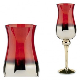 Bougeoir Rouge Verre Or (13...