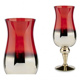 Bougeoir Rouge Verre Or (13...