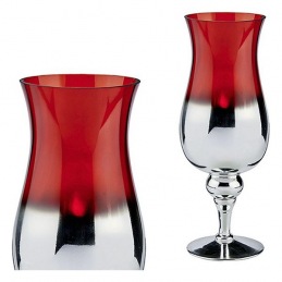 Bougeoir Rouge Verre Argent...