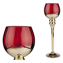 Bougeoir Rouge Verre Or (13...