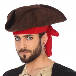 Chapeau Pirate Marron Rouge...